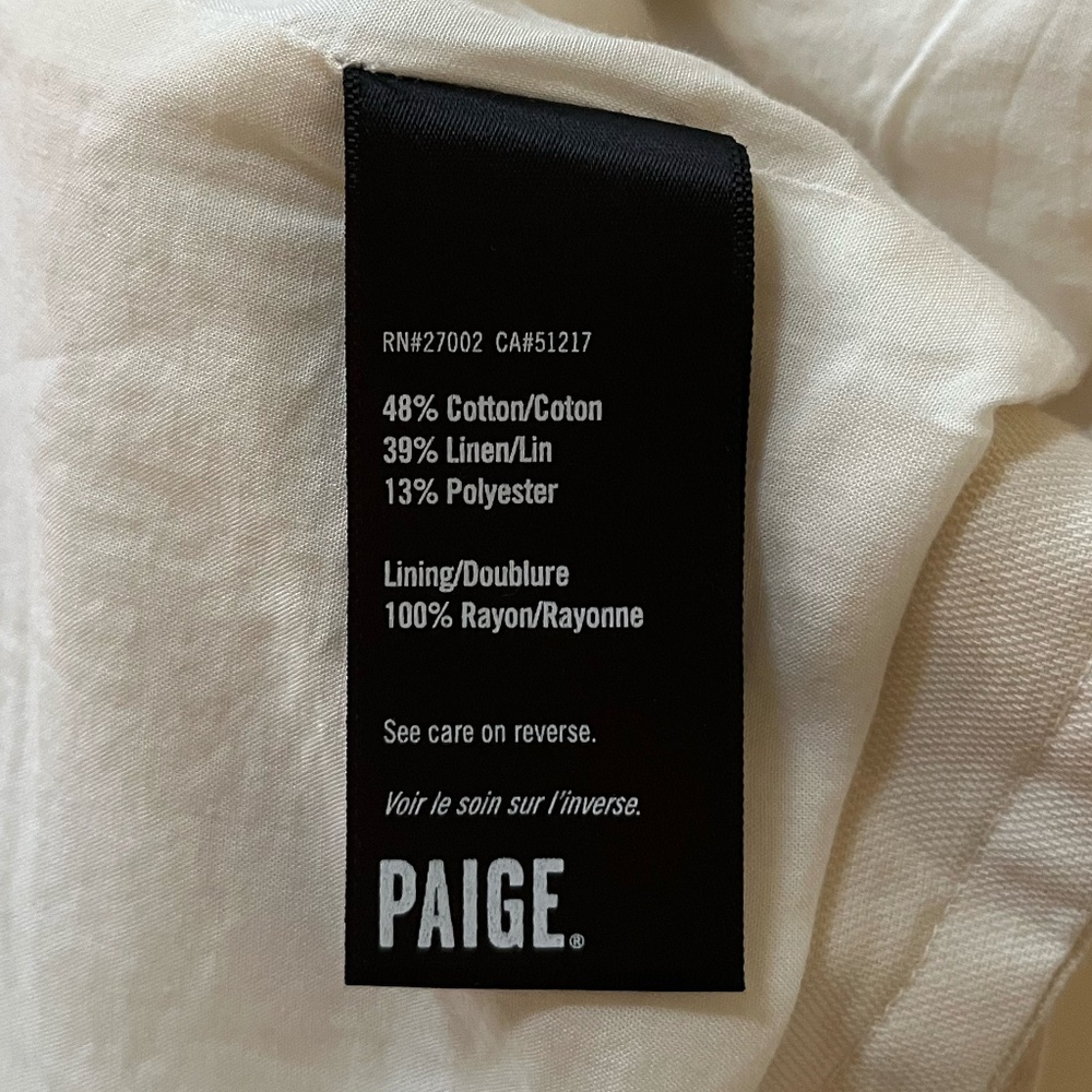 PAIGE | Rhoda Linen Blend Flared Sleeves Moto Belted Jacket Papyrus | Size XS - Picture 10 of 11